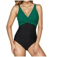 thumbnail image 1 of Color Block Swimsuit for Women Front Triss Cross Swimsuit One Piece Bathing Suit Trendy Beach Bikini Sets One Piece Swimsuit, 1 of 4