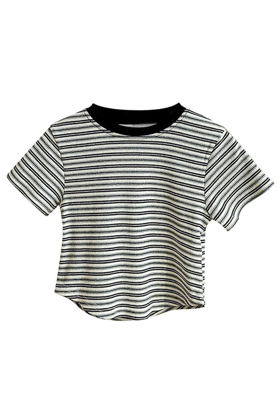 Color Block Tops for Girl Fall Summer Short Sleeve Brunch Vintage Striped Renaissance Peasant Steampunk Tops Shirt Blouse Girls 2026 Clothes Country Concert Y2K 8 Years