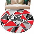 thumbnail image 1 of Color Block Triangle Round Area&nbsp;Rug 8ft Black Red Stitching Non-Slip&nbsp;Washable Circle Rugs Soft Felt Indoor Floor Mat for Bedroom Kitchen Living Room Bathroom, 1 of 9