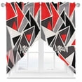 thumbnail image 1 of Color Block Triangle Swag Curtain Valance for Windows, Black Red Stitching Window Treatments Short Swag Topper for Kitchen Windows Bathroom Bedroom, 28"x36", 1 of 8