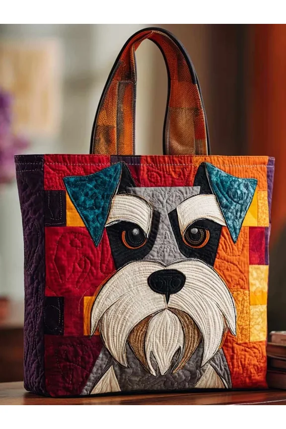 Color Block West Highland Dog Quilted Tote Bag
