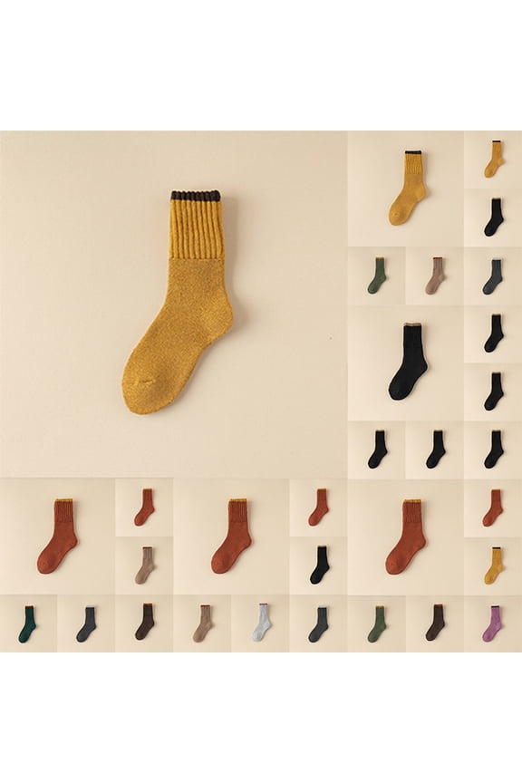 Color Block Women's Boot Socks Winter Solid Color Thick Warm Socks Dark Gray One Size