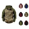 thumbnail image 1 of Color Block Zip Up Hoodie for Men Fall Winter Long Sleeve Hooded Sweatshirt with Pockets Jacket Coat Outerwear, 1 of 1