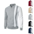 thumbnail image 1 of Color Block Zip Up Sweatshirt for Men Fall Winter Long Sleeve Stand Collared Sweat Shirt Jacket Coat Outerwear, 1 of 1
