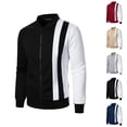 thumbnail image 1 of Color Block Zip Up Sweatshirt for Men Fall Winter Long Sleeve Stand Collared Sweat Shirt Jacket Coat Outerwear, 1 of 1