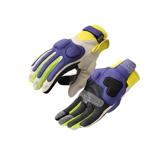 Color-Blocked Cycling Gloves - Outdoor Road Bike Thickened Scratch-Resistant Non-Slip Wear-Resistant Breathable Shock-Absorbing Motorcycle Gloves - Purple M