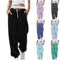 thumbnail image 1 of Color Blocked Printed Pants Women Fashion Drawstring Waist Joggers Lounge Pants Casual Streetwear Trousers, Relaxation Gifts for Women | CSEONE,Gray XL, 1 of 8
