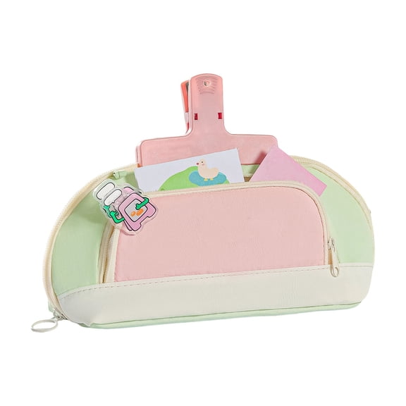 Color Blocking Stationery Bag Future Style Large Capacity High Appearance Special Dirt Resistant Pencil Case with Contrast Zipper Track and Metal Pull