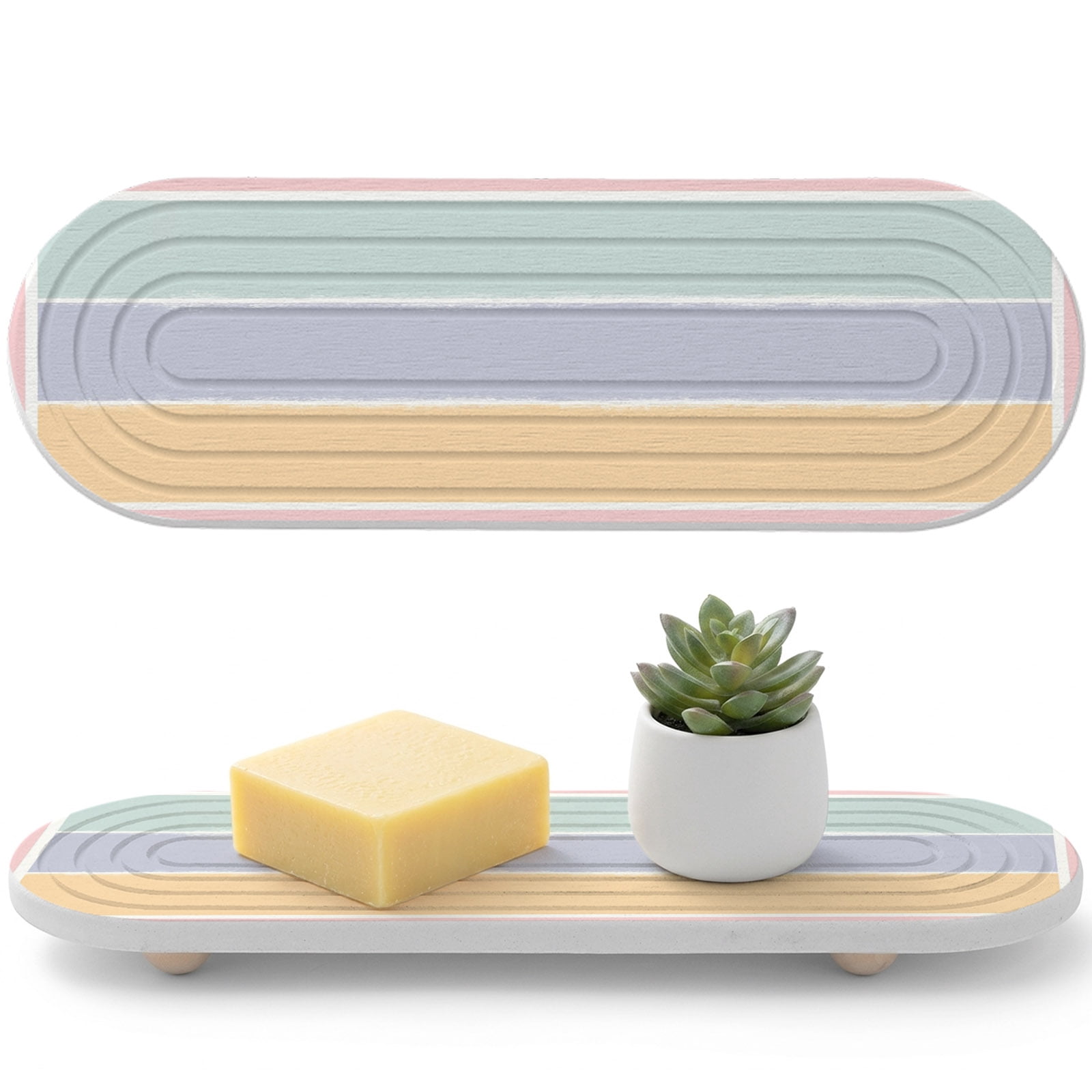 Color Blocks Diatomaceous Earth Coasters, Light Green Purple Yellow ...