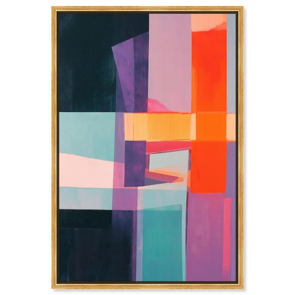 Color Blocks II Canvas Colorful Modern Art by Art Remedy, Gold Frame, 20 x 30