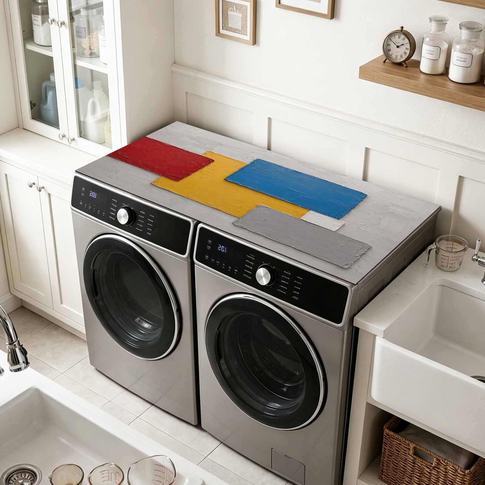 Color Blocks Washer and Dryer Top Protector Mat, 51.2