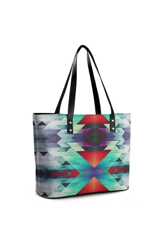 Color Blocks Woman Leather Handbags Large Tote Bag Fashion Portable Handbags With Zipper