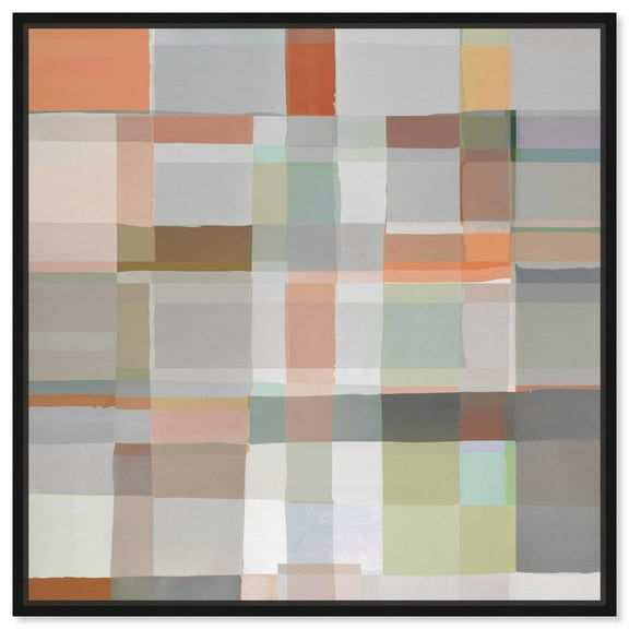 Color Board 3 Canvas Retro Geometric Abstract Wall Art by Art Remedy, Black Frame, 12" x 12"
