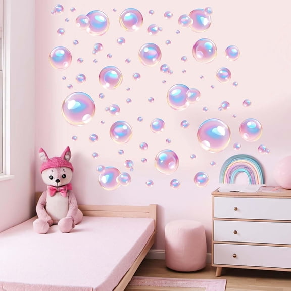 Color Bubble Wall Stickers for Bathroom: Peel and Stick Ocean Birthday Party Wall Decals - Baby Nursery Girls Bedroom Toddler Room - Kids Supplies Ages 1-12 Year