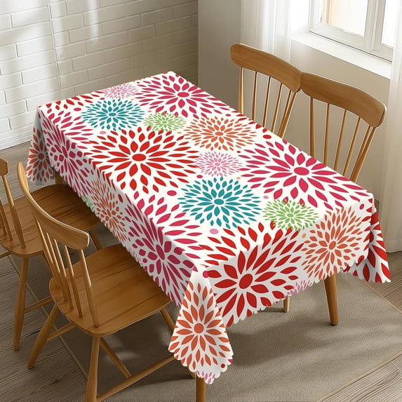 Color Burst Celebration Tablecloth Abstract Flower Table Cloth Modern Art Rectangle Tablecloth 60×84 Inch Washable Table Cover for Kitchen Dining Room Party Decoration
