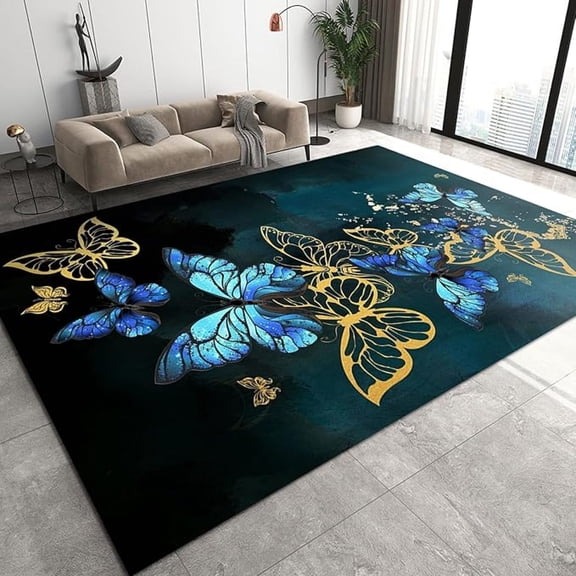 Color Butterfly Animal Area Rugs, Retro Gradient Hand Drawn Cartoon Entrance Carpet, Indoor Rug Machine Washable Durable Enough Apply To Living Room Study Bedroom 4' x 6'