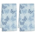 thumbnail image 1 of Color Butterfly Hand Towels Set of 2,Blue White Bath Hand Towels for Bathroom Decorative Soft Absorbent Dish Towels for Kitchen Bathroom Gym Hotel Spa Sport 16x24 Inches, 1 of 6