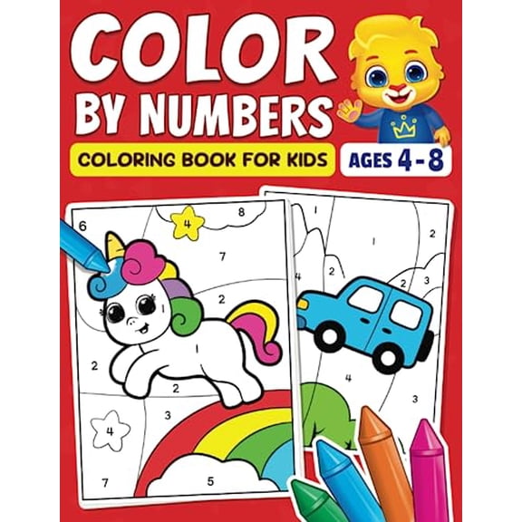 Pre-Owned Color By Numbers Coloring Book For Kids: Fun Activity Book For Preschool, Kindergarten & 1st Grade Children Ages 4-8 | Cute Pictures Of Animals, Unicorns, Toys, Fun Facts & More Paperback