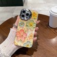 Color Camellia oil painting fine hole holder for iPhone14 12 15 Pro Max