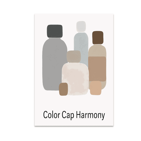 Color Cap Harmony - Modern Abstract Art Decor - 13x19 Poster Print
