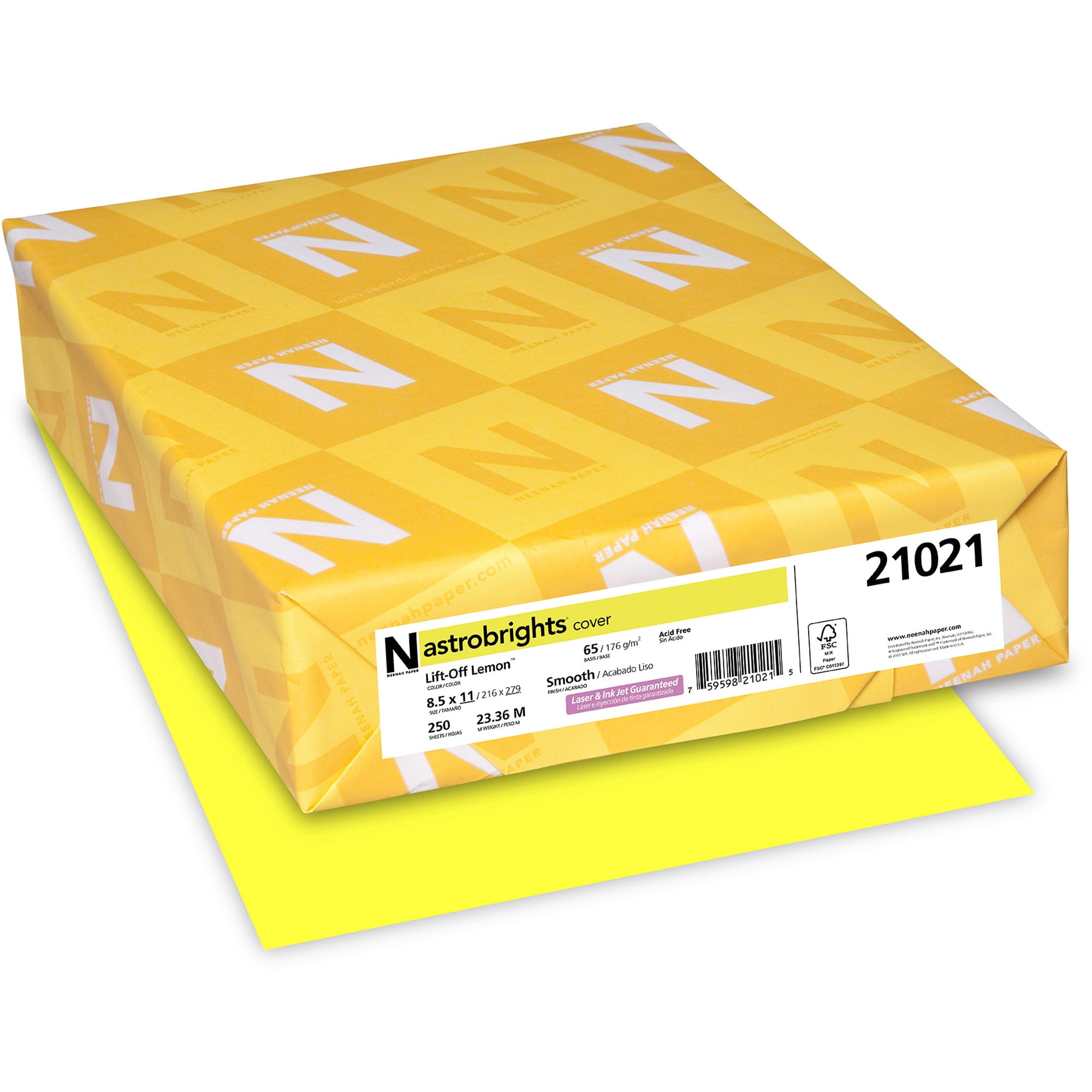 Color Cardstock, 65 Lb, 8.5 X 11, Lift-Off Lemon, 250/pack | Bundle of 5 Packs
