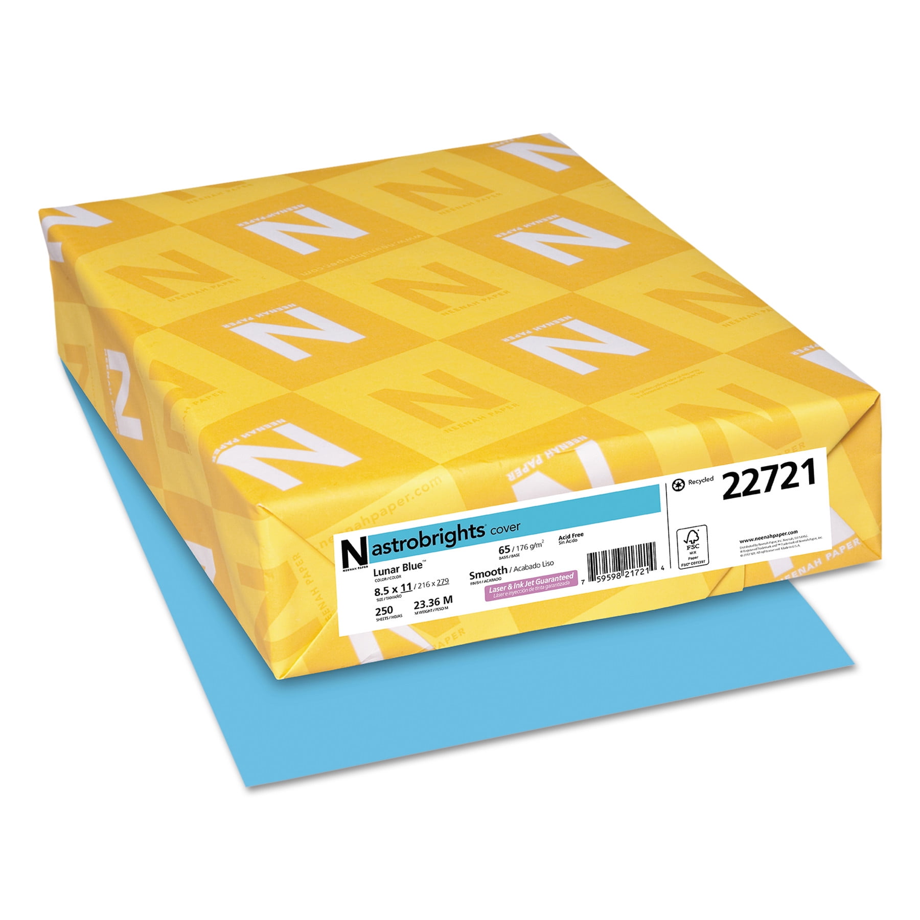 Color Cardstock, 65 Lb, 8.5 X 11, Lunar Blue, 250/pack | Bundle of 5