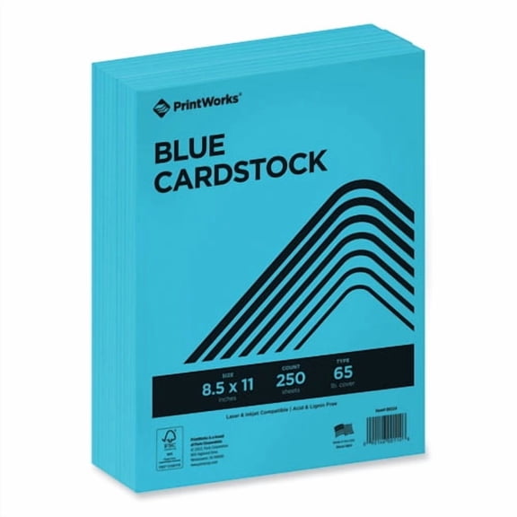 Color Cardstock, 65 lb Cover Weight, 8.5 x 11, Blue, 250/Ream | Bundle of 2