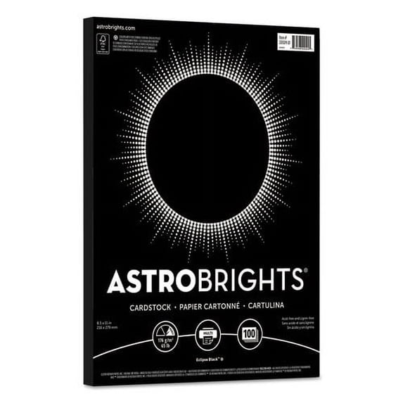 Color Cardstock, 65 lb Cover Weight, 8.5 x 11, Eclipse Black, 100/Pack | Bundle of 10 Packs