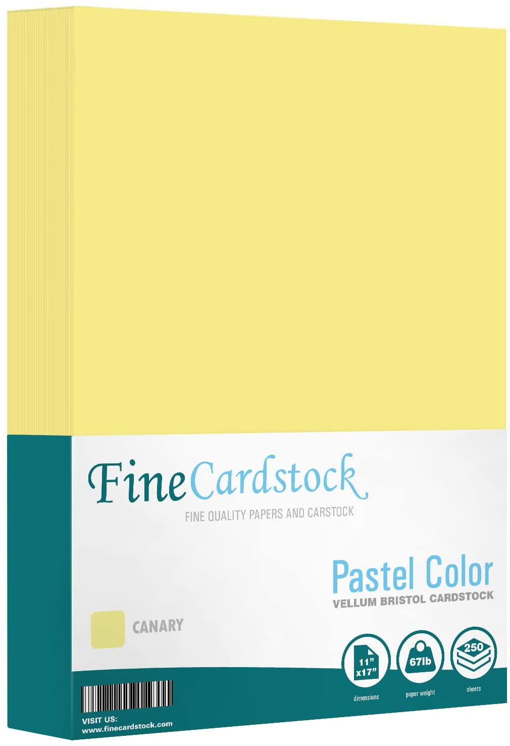 Color Cardstock Paper 67 Vellum Bristol, 1 Ream of 250 Sheets Per Pack (11 x 17, Canary)