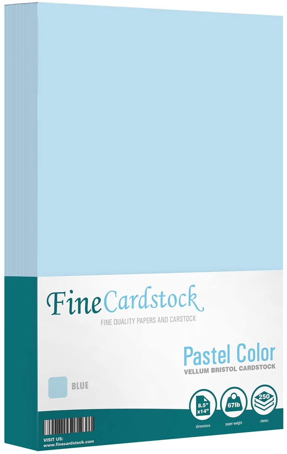 Color Cardstock Paper 67 Vellum Bristol, Sizes: 8.5 x 11 | 11 x 17 | 8.5 x 14 |1 Ream of 250 Sheets per Pack. (8.5 x 14, Blue)