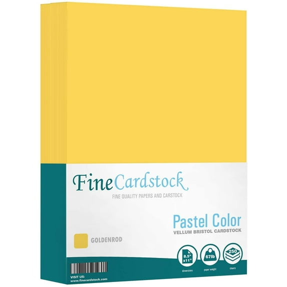 Color Cardstock Paper 67 Vellum Bristol, Sizes: 8.5 x 11 | 11 x 17 | 8.5 x 14 |1 ream of 250 Sheets Per Pack. (8.5 x 11 Goldenrod)