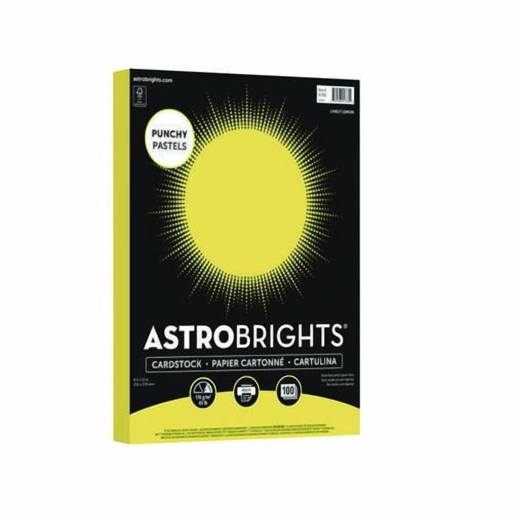 Color Cardstock -"Punchy Pastels" Assortment, 65 lb Cover Weight, 8.5 x 11, Lively Lemon, 100/Pack | Bundle of 5