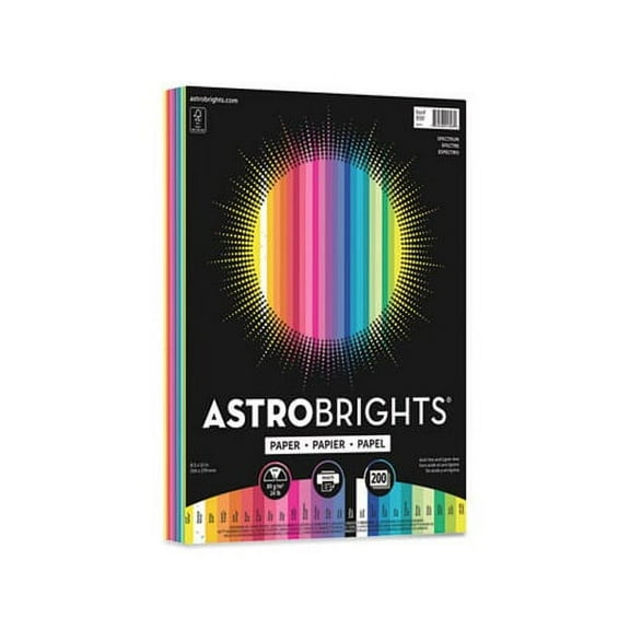 Color Cardstock -  Spectrum Assortment 24lb, 8.5 x 11, Assorted Spectrum Colors, 200/Pack