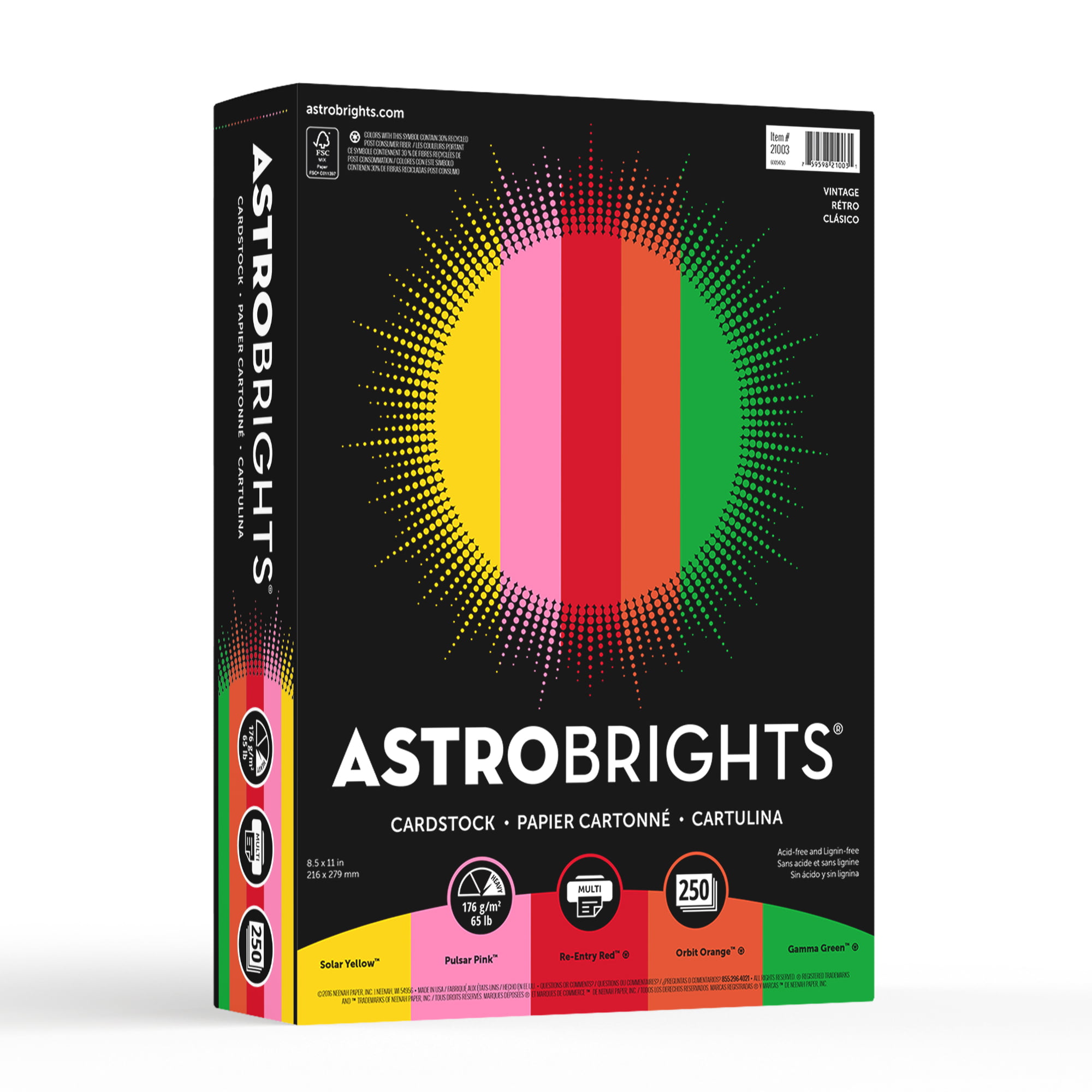 Astrobrights Colored Paper, 8.5 x 11, 24 lb./89 Gsm, Bright