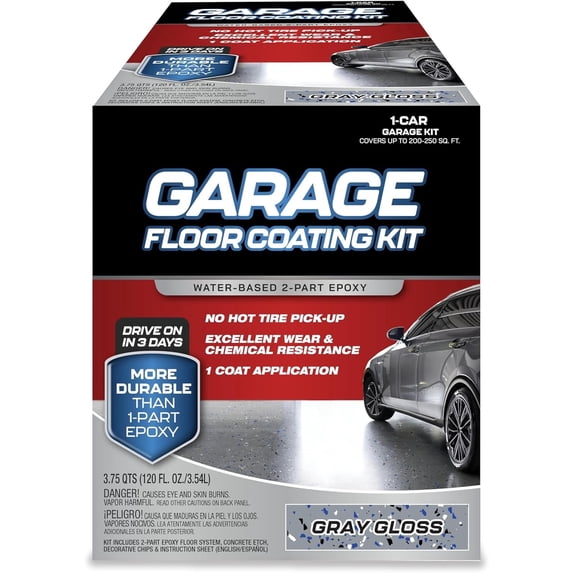 Color Care High-Gloss Garage Floor Epoxy Kit, 2-Part Epoxy Floor Coating for Concrete, Gray, 1 gal