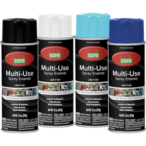 Color Care Multi-Surface Enamel Spray Paint and Rust Inhibitor, Cool Colors Mix, 12 oz, 4-Pack