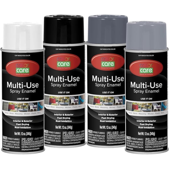 Color Care Multi-Surface Enamel Spray Paint and Rust Inhibitor, Gray Mix, 12 oz, 4-Pack