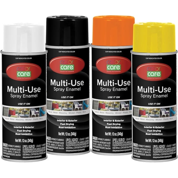 Color Care Multi-Surface Enamel Spray Paint and Rust Inhibitor, High Visibility Mix, 12 oz, 4-Pack