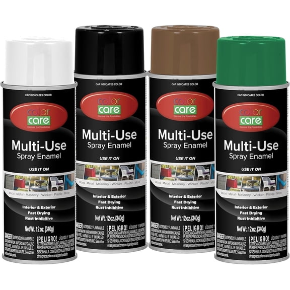 Color Care Multi-Surface Enamel Spray Paint and Rust Inhibitor, Home & Garden Mix, 12 oz, 4-Pack