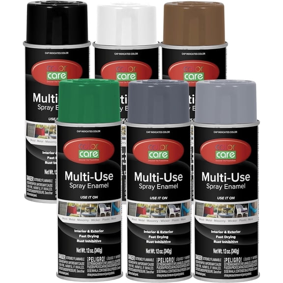 Color Care Multi-Surface Enamel Spray Paint and Rust Inhibitor, Home & Garden Mix, 12 oz, 6-Pack