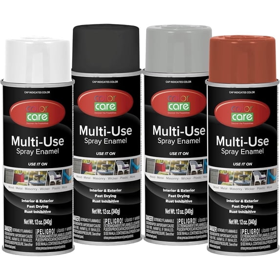 Color Care Multi-Surface Enamel Spray Paint and Rust Inhibitor, Industrial Mix, 12 oz, 4-Pack