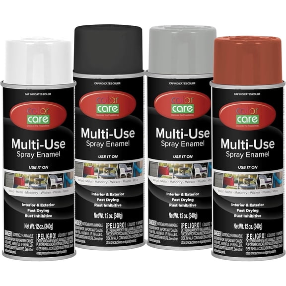 Color Care Multi-Surface Enamel Spray Paint and Rust Inhibitor, Industrial Mix, 12 oz, 4-Pack