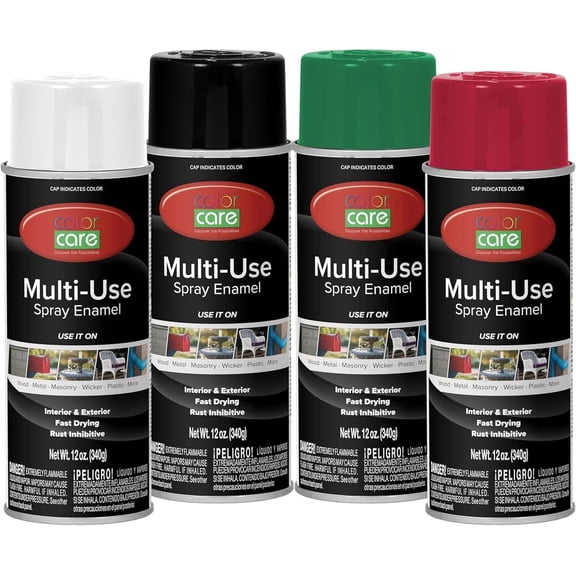 Color Care Multi-Surface Enamel Spray Paint and Rust Inhibitor, Popular Mix, 12 oz, 4-Pack