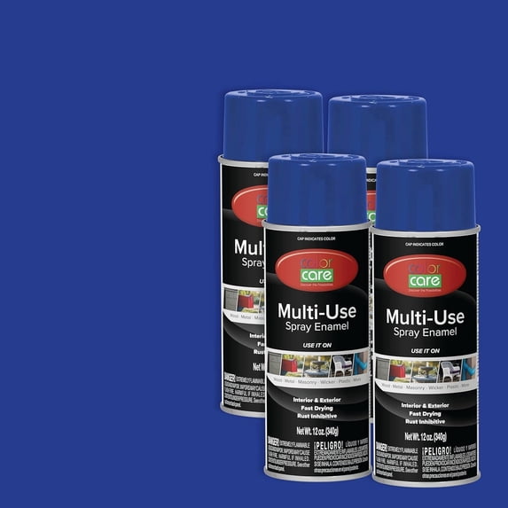 Color Care Multi-Surface Enamel Spray Paint and Rust Inhibitor, Dark Blue, 12 fl oz, 4-Pack