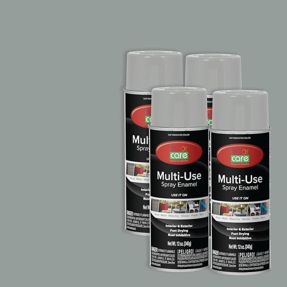 Color Care Multi-Surface Enamel Spray Paint and Rust Inhibitor, Gray Primer, 12 fl oz, 4-Pack