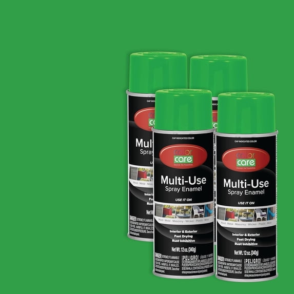 Color Care Multi-Surface Enamel Spray Paint and Rust Inhibitor, Light Green, 12 fl oz, 4-Pack