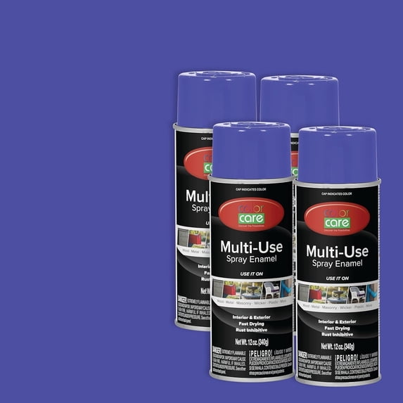 Color Care Multi-Surface Enamel Spray Paint and Rust Inhibitor, Purple, 12 fl oz, 4-Pack