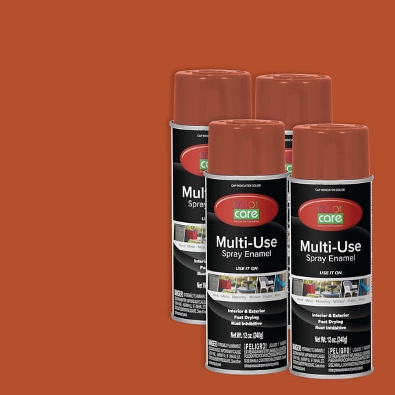 Color Care Multi-Surface Enamel Spray Paint and Rust Inhibitor, Red Oxide Primer, 12 fl oz, 4-Pack