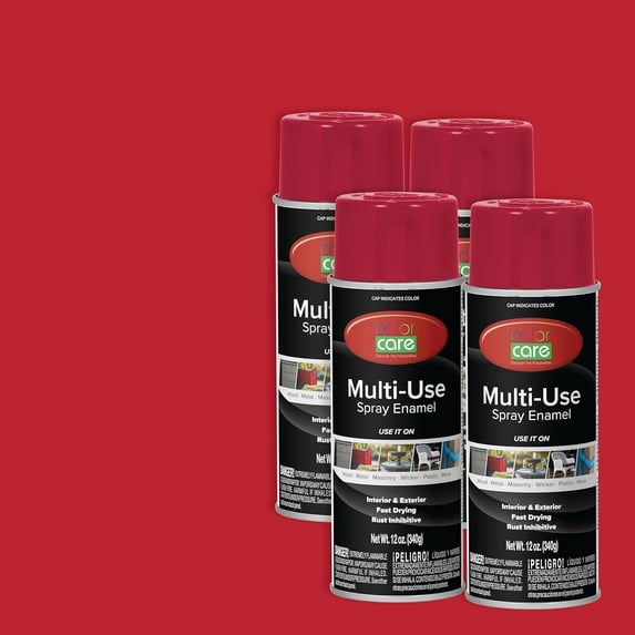 Color Care Multi-Surface Enamel Spray Paint and Rust Inhibitor, Ruby Red, 12 fl oz, 4-Pack