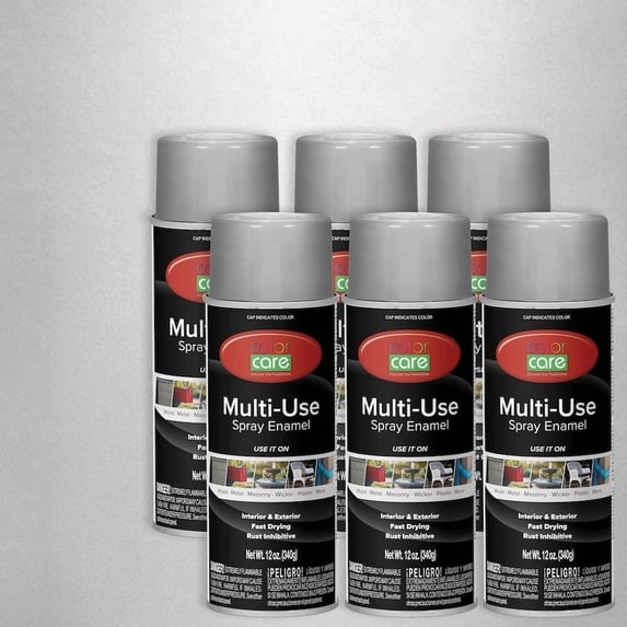 Color Care Multi-Surface Enamel Spray Paint and Rust Inhibitor, Aluminum, 12 fl oz, 6-Pack